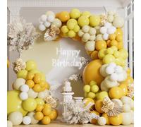 AULE Yellow Balloons Arch Kit: 155 PCS Party Mustard Yellow Pastel White Balloons Garland Different Sizes Helium Latex Balloon Ribbons for Anniversary Wedding Birthday Party Decorations