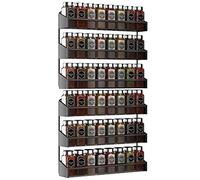 Auledio 2 Pack Spice Rack Organizer, 3 Tier Counter-top Stand or Wall Mounted Storage Rack Hanging Shelf for Kitchen Cabinet, Cupboard, Pantry Door Bathroom Shower Cosmetic (Black)