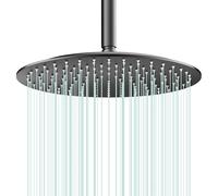 AULEEND Rain Shower Head, Work with Any Decorative Style，All Metal Rainfall Shower Head (Matte Black, 12 Inch)