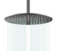 AULEEND Rain Shower Head, Work with Any Decorative Style,All Metal Rainfall Shower Head (Matte Black, 16 Inch)
