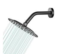 AULEEND Rain Shower Head, Work with Any Decorative Style，All Metal Rainfall Shower Head (Matte Black, 8 Inch)