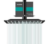 AULEEND Square Rain Shower Head, High Flow Stainless Steel,Work with Any Decorative Style,All Metal Rainfall Shower Head (Matte Black, 10)