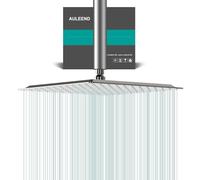 AULEEND Square Rain Shower Head, High Flow Stainless Steel,Work with Any Decorative Style,All Metal Rainfall Shower Head (Brushed Nickel, 12)