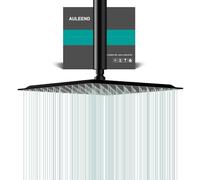 AULEEND Square Rain Shower Head, High Flow Stainless Steel,Work with Any Decorative Style,All Metal Rainfall Shower Head (Matte Black, 12)