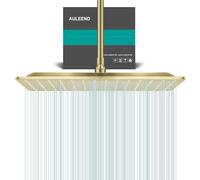 AULEEND Square Rain Shower Head, High Flow Stainless Steel,Work with Any Decorative Style，All Metal Rainfall Shower Head (Brushed Gold, 16)