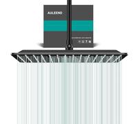 AULEEND Square Rain Shower Head, High Flow Stainless Steel,Work with Any Decorative Style,All Metal Rainfall Shower Head (Matte Black, 16)