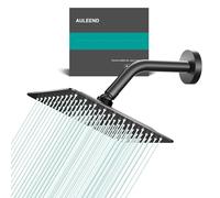 AULEEND Square Rain Shower Head, High Flow Stainless Steel,Work with Any Decorative Style，All Metal Rainfall Shower Head (Matte Black, 8)