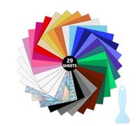 AULEEP 29 Pack Permanent Vinyl Sheets for Cricut, 12''x12'' Self Adhesive Vinyl for Cricut Within 3 Holographic Glitter and 4 Transfer Tape, Sparkle Permanent for Mug Cup,Window,DIY Crafts