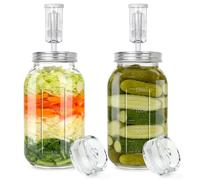 AULEEP 2L Fermentation Jars with Fermentation Weights & Fermenting Airlock, 2-Set Fermenting Kit for Ssauerkraut, kimchi, kombucha, fruits, vegetables, pickled vegetables, sourdough starter, etc.