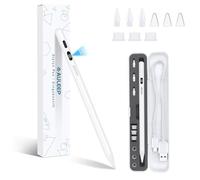 AULEEP Stylus Pencil for iPad A16 11th/10th-6th Generation, Tilt Sensitivity Faster Charge Stylus Pen for 2018-2025 Pro 13"/12.9"/11"/M4, Air 11/13 M2/M3, iPad mini 7/6/5 (White & 3 Extra Tips)