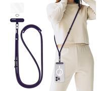 AULEEP Universal Phone Lanyard Corssbody, Anti-theft Strap for Women and Men, Adjustable Cell Phone Neck Lanyard for all iPhone and Smartphone, with 2 Premium Phone Tethers, Skin-Friendly, Purple