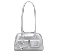 Aulenge Classic British Design Shoulder Bag for Women - Timeless PU Leather Handbag in Elegant Solid Color - Vintage Inspired Purse for Smart Casual and Daily Use Silver