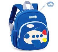 Aulenge Kids Mini Backpack, Toddler Girls Boys Cartoon Airplane Diving Fabric School Rucksack with Anti Lost Leash, Preschool Kindergarten Elementary Small Backpack for School Travel Blue