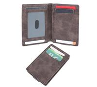 Aulenge Magnetic Closure Wallet for Men - Slim Wallet RFID Blocking Credit Card Holder,16 Independent Card Slots Brown