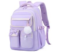 Aulenge School Laptop Backpack - 20L Cute Bow Comfortable Large Capacity Waterproof Book School Bag Girls to Middle School,College, Travel, Work Purple