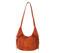 Aulenge Suede Fringe Crescent Crossbody Bag,Cowgirl Brown Hobo Bag Luna Bags Casual Moon Purse Dumpling Bags with Adjustable Strap for Women Parties, Music Festivals,Casual,Commuting