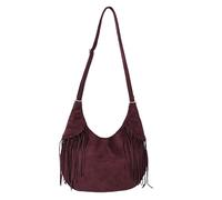 Aulenge Suede Fringe Crescent Crossbody Bag,Cowgirl Coffee Hobo Bag Luna Bags Casual Moon Purse Dumpling Bags with Adjustable Strap for Women Parties, Music Festivals,Casual,Commuting