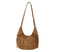 Aulenge Suede Fringe Crescent Crossbody Bag,Green Cowgirl Hobo Bag Luna Bags Casual Moon Purse Dumpling Bags with Adjustable Strap for Women Parties, Music Festivals,Casual,Commuting