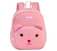 Aulenge Ultra-Waterproof School Backpack - Cute Animal Bear Design Diving Fabric Kids Bags Backpack With Anti Lost Leashes Pink