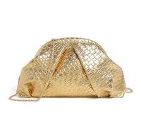 Aulenge Vintage Kisslock Evening Clutch Purses For Women，Soft Minimalist Textured Evening Dumpling Bag Handbags With Chain To Business Dinners, Parties, Weddings, Shopping, Dating Gold