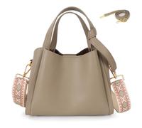 Aulenge Women's Classic British Design Cross Body Bags - Timeless Handbag Shoulder Bag in Elegant Solid Color with Adjustable Wide Strap - Vintage Inspired Purse for Smart Casual and Daily Use Grey