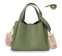 Aulenge Women's Classic British Design Cross Body Bags - Timeless Handbag Shoulder Bag in Elegant Solid Color with Adjustable Wide Strap - Vintage Inspired Purse for Smart Casual and Daily Use Green
