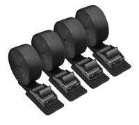 Aulese Pack of 4 Lashing Straps Black, 250 kg Load Capacity, 2.5 m Lashing Straps, Fastening Straps with Stainless Steel Buckle, Tension Strap for Car, Bicycle Carrier & Camping