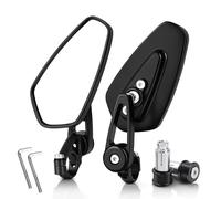 AULESSE Motorcycle Mirrors Universal 7/8 Inches Motorcycle Bar End Mirrors, CNC Aluminum Motorcycle Rearview Mirrors HD Convex Lens Fit for Motorbike Hollow Handlebars (White Mirror)
