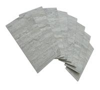 AULIGET 3mm Subway Self Adhesive Wall Tiles, 7.5 x 15cm PVC Faxu Stone Stick on Tile, Splashback Tile Stickers for Kitchen & Bathroom (100, Grey Shale)