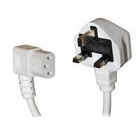 Auline 3m White Mains Cable with 90 Degree Kettle Plug UK Plug to Right Angle Angled C13