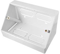 Auline 45 Degree Angled Pattress Surface Mounted Back Box in White (1, Double 2 Gang)