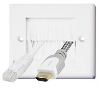 Auline White Brush Face Plate Single 1 Gang Wall Outlet Cable Tidy