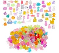 Auliuse 111Pcs Mini Resin Animals Luminous Glow in the Dark Rabbit Duck Panda Dolphin for Garden Home Dollhouse Aquarium Landscape Decor