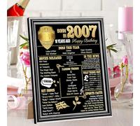 Auliuse 2007 Poster Framed 18th Happy Birthday Party Decoration Poster Anniversary Idea Home Decor Birthday Gifts for Boys and Girl (2007)