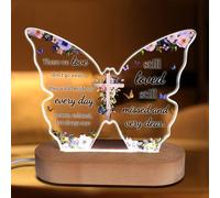 Auliuse Acrylic Plaque Butterfly Shaped Cross Acrylic Plaque Night Light Flower Butterfly Pattern Memorial Gifts Remembrance Thank You Gifts for Women