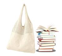 Auliuse Beach Bags for Women, Ladies Handbag, Boho Shoulder Bag, Crochet Beach Bag, Women Knitted Handbags, Crochet Tote Bag for School Holiday Daily Work Shopping Travel (Off-white)