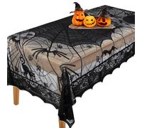 Auliuse Halloween Table Cloth, Spider Web Table Cover for Halloween, 140x200cm Rectangular Black Tablecloth for Halloweens Indoor or Outdoor Festival Party Decor