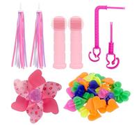 Auliuse Kids Bike Accessories Set 1 Pair Bicycle Tassel 1Pc Ribbon Flowers 36Pcs Stickers Set Colorful Spoke Beads for Girls Boys Bike Decorations (Pink-4pcs)
