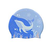 Auliuse Kids Swimming Cap Boys Girls,22.5×19.5CM Long Hair Waterproof Ear Protection Not Strangling Head Silicone Cute Blue Whale Swimming Hat Swimming Equipment Whale Shape