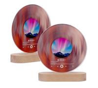 Auliuse Light Up Vinyl Record Light - Playing Music 3 Colors 9 Brightnesses Aurora Theme, Vinyl Records Lights for Night Mood