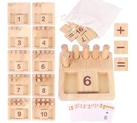 Auliuse Montessori Toys, Montessori Maths Games, Wooden Counting Toys, Children's Number Counters with Pegged Sticks, Number Counters & Math Flash Cards Perfect Educational Gifts for 3-6 Year Olds