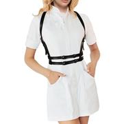 Auliuse Punk Vest Belt Women Leather Body Chain, Adjustable Chain Harness with Gothic Circle, Black Waist Belt for Women Girls Sexy Ladies Cosplay