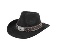 Aulivra Cowboy Hat for Men and Women with Rolled Brim Fall Winter Peach Heart Crown Wool Hat Adjustable Drawstring Fashionable and Stylish, String Cowboy hat (Black 4)