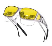 Aullwyr Fit Over Night Driving Glaases Polarised - Anti Glare Wrap Around Night Vision Goggles for Men Women Yellow Over Glasses Sunglasses