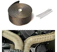 Aulola Car Exhaust Wrap, 15m Titanium Gold Basalt Fiber Heat Insulation Tape Car Motorcycle Exhaust Manifold Downpipe Heat Wrap Roll + 12pcs Stainless Cable Ties