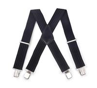 Aulola Men's Braces 50mm Wide Heavy Duty Adjustable Elastic Suspenders Trouser Braces with 4 Strong Metal Clips One Size Fits All for Men and Women X Style (Bump Stripes Black)
