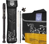 Aulos 303N Elite Descant Recorder School Starter Pack - Includes Recorder, Cleaning Mop, Deep Cleaning Rod, Padded Carry Case & Sheet Music Bag - Ideal for Primary School Beginners - Black