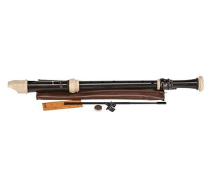 Aulos C tenor recorder Symphony 511B - dark brown/ivory-coloured - baroque fingering, with double hole and key - with accessories - removable thumb rest - 3-piece - curved windway