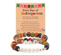 AULSIEY 2Pcs First Day of Kindergarten Bracelet for Mommy and Me,Back to School Gifts Matching Beaded Bracelets for Mother Daughter, M, no gemstone