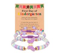 AULSIEY 2Pcs First Day of School Kindergarten Preschool Bracelets for Mommy and Me, Matching Butterfly Bracelets for Mother Daughter, M, no gemstone